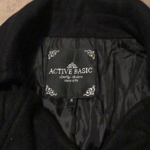 Active Basic Quality Couture Black Pea Coat Jacket Junior Size Small - Picture 4 of 8